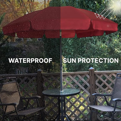 AMMSUN Patio Umbrella, 6.5 ft Outdoor Table Umbrella with Tilt Steel Pole, UPF50+ Protection, Great for Outdoor Garden Backyard, Maroon