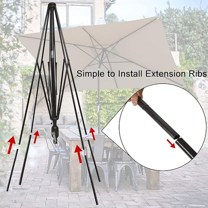 Blissun Rectangular Patio Umbrella, Table Market Umbrella with Tilt and Crank, Outdoor Umbrella for Garden, Deck, Backyard, Pool and Beach