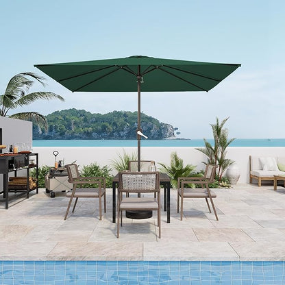 8' x 10' Rectangular Patio Umbrellas for Outdoor, Outdoor Table Umbrella, Large Outdoor Patio Umbrellas with 8 Sturdy Ribs for Market, Garden, Pool (Dark Green)