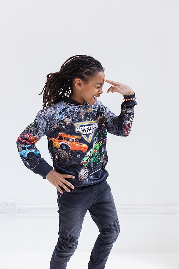 Monster Jam Fleece Pullover Hoodie Toddler to Big Kid Grave Digger El Toro Loco Megalodon Sparkle Smash