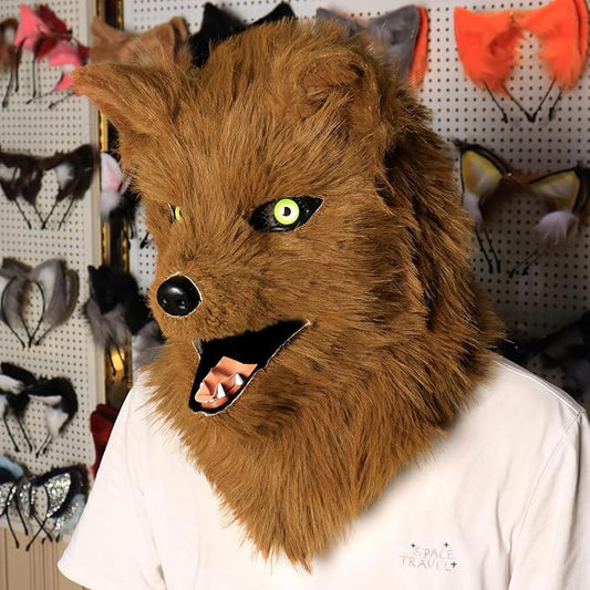 HAOAN Furry Dog Mask Animal Wolf Full Head for Halloween Fancy Dress Party Cosplay Costume Women Men