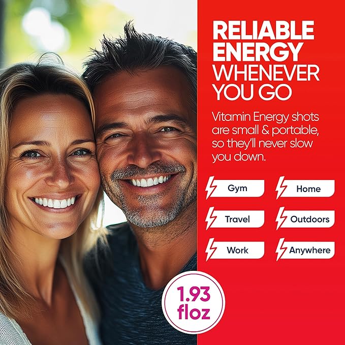 Vitamin Energy Immune+ Extra Strength Daily Energy Shot – Fruit Punch – 260mg Natural Caffeine, B-Vitamins, Green Tea, Citicoline – Immune & Focus Support – Zero Sugar, Vegan – 1.93 fl oz, 12-Pack