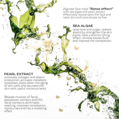 Name Skin Care Alginate Powder Face Mask with Chlorella Seaweed and Pearl Extract - 2.2lb, 40 Applications - Peel Off Korean Beauty Natural Fascial Skincare - Hydrating Moisturizing Peeling Spa Kit