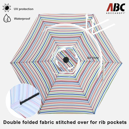 ABCCANOPY 7.5FT Outdoor Patio Umbrella, UV Protection Table Umbrella w/Crank for Easy Set Up, Suitable for Garden, Lawn, Deck & Backyard (Red Green Stripe)