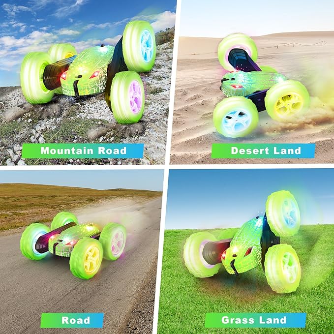 Remote Control Car, RC Cars Toys, 2.4GHz 4WD Fast RC Car Kids Toys Double Sided 360° Rotating Monster Truck Toys for Girls RC Truck Toy Cars for Boys