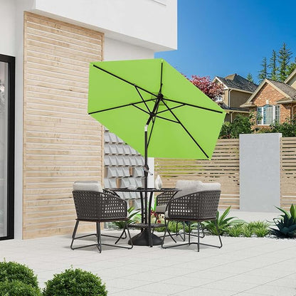 7.5FT Patio Umbrella Table Market Umbrella w/Tilt and Crank Heavy-Duty Round Outdoor Umbrellas for Garden, Deck, Backyard, Pool and Beach, Apple Green