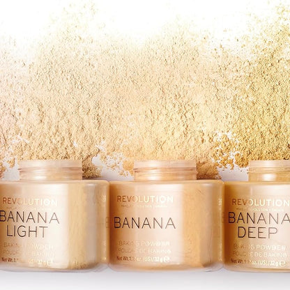 Revolution Beauty, Loose Baking Powder, Makeup Setting Powder, Shine, Banana, 1.13 Oz