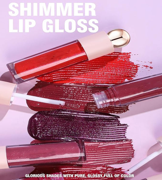 Shimmer Lip Gloss,Shine Liquid Lipstick Glossy Shimmer Finish, Glitter Sparkly Smooth Primer Lip Tint,Moisturizing Matte Lip Glaze Fine Glitter Waterproof Non-Stick Cup for Girls Women(#08)