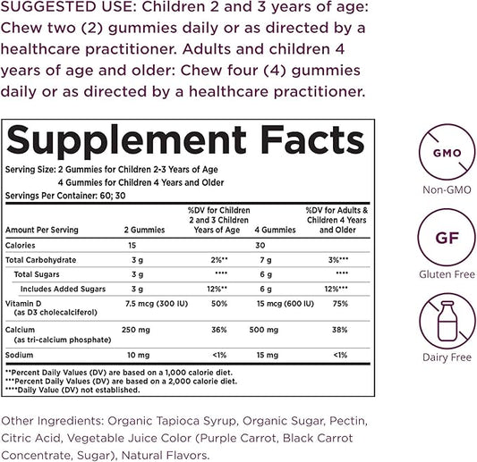 Solgar U-Cubes Children's Calcium with Vitamin D3, 120 Gummies - 3 Flavors, Pink Lemonade, Blueberry & Strawberry - Supports Bone & Teeth Health - Non GMO Gluten Free, Dairy Free - 60 Servings