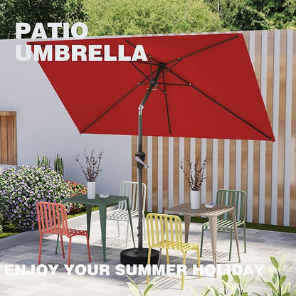 6.5' x 10' Rectangular Patio Umbrellas for Outdoor, Outdoor Table Umbrella, Large Outdoor Patio Umbrellas with 6 Sturdy Ribs for Market, Garden, Pool (Red)