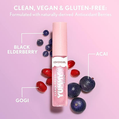 COVERGIRL Clean Fresh Yummy Lip Gloss, Sheer, Natural Scents, Vegan Formula - Acai You Later