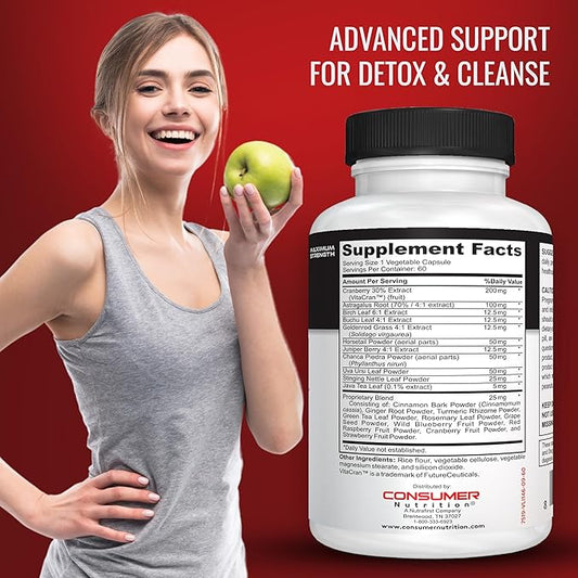 Kidney Support Supplement - Kidney Defense Kidney Detox & Cleanse - with Cranberry Extract, Astragalus Root, & More for Urinary Tract, Kidney and Bladder Support 60 Capsules