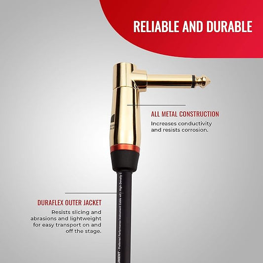 Monster Prolink Rock Instrument Cable. 8 in Right Angle to Right Angle Guitar Cable. for Electric Guitar Cable. 95% Copper Braided Shielded Guitar Cable
