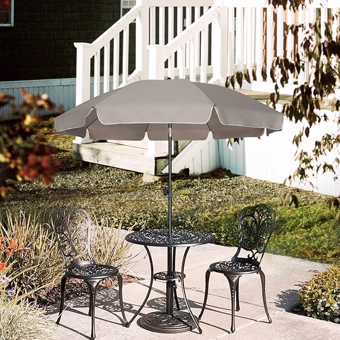 AMMSUN Patio Umbrella, 6.5 ft Outdoor Table Umbrella with Tilt Steel Pole, UPF50+ Protection, Great for Outdoor Garden Backyard, Beige