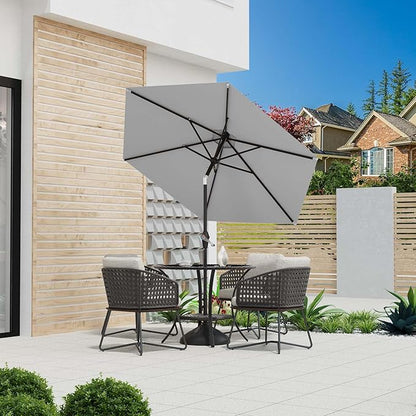 7.5FT Patio Umbrella Table Market Umbrella w/Tilt and Crank Heavy-Duty Round Outdoor Umbrellas for Garden, Deck, Backyard, Pool and Beach, Light Gray