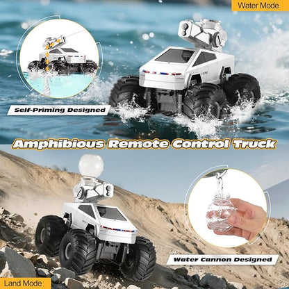 1:16 Amphibious Remote Control Car, Waterproof RC Monster Truck Toys, 4WD All-Terrain Off-Road Pickup RC Vehicle with Water Squirt