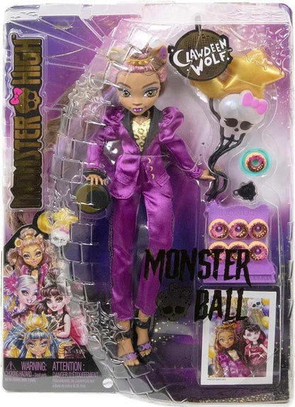 Monster High Doll, Clawdeen Wolf in Monster Ball Party Fashion with Themed Accessories Including Balloons