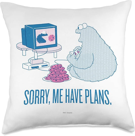 Sesame Street Cookie Monster Sorry, Me Have Plans Throw Pillow, 18x18, Multicolor