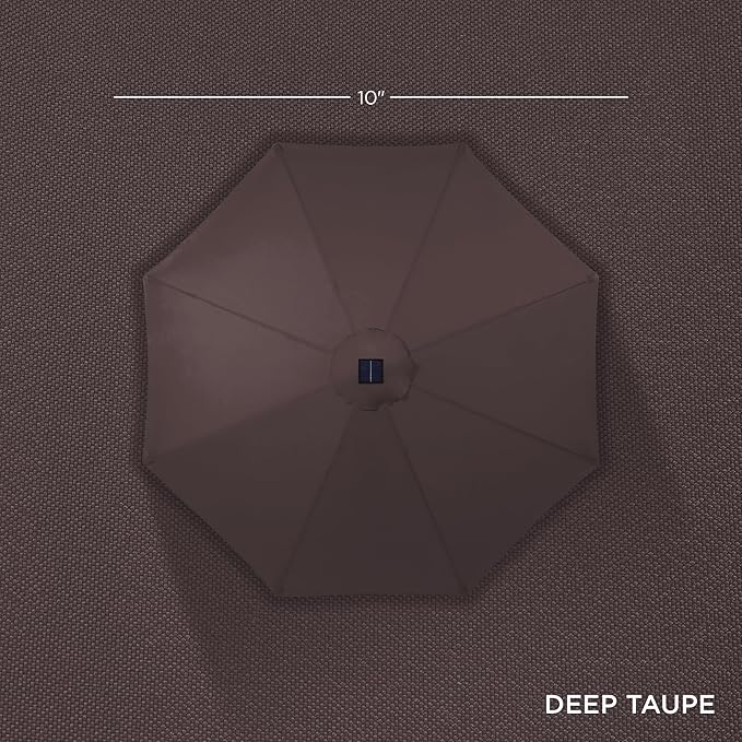 Best Choice Products 10ft Solar Polyester LED Lighted Patio Umbrella w/Tilt Adjustment and UV-Resistant Fabric - Deep Taupe