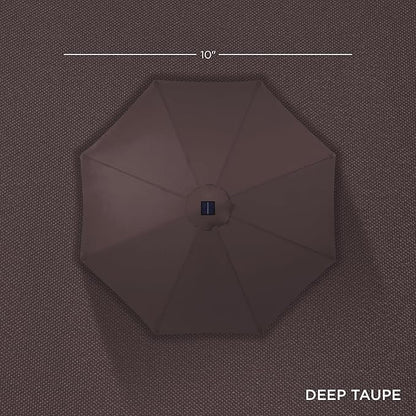 Best Choice Products 10ft Solar Polyester LED Lighted Patio Umbrella w/Tilt Adjustment and UV-Resistant Fabric - Deep Taupe