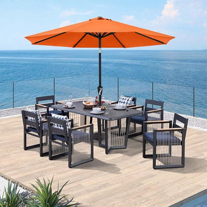 ABCCANOPY 9FT Outdoor Patio Umbrella, 8 Ribs Table Umbrella w/Crank for Easy Set Up, Suitable for Garden, Lawn, Deck & Backyard (Orange)