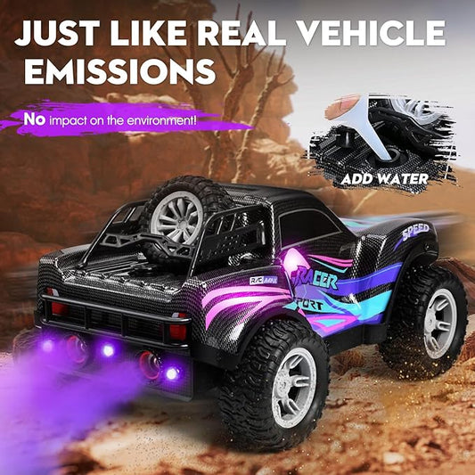 RC Cars 1:16 Remote Control Car for Boys 4-7 8-12,All Terrain Rechargeable Remote Control Truck for Kids, 2.4GHz Rc Monster Truck with Bodylight&Music&Spray, 20KM/H Car Toys for Ages 5-7, 8-13 Purple