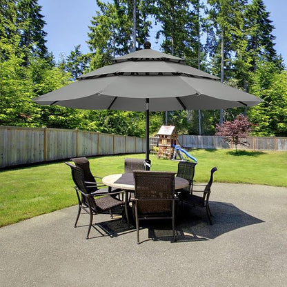 ABCCANOPY Patio Umbrellas 3 Tiers 11FT (Dark Gray)