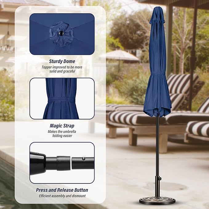 Simple Deluxe 9' Patio Umbrella Outdoor Table Market Yard Umbrella with Push Button Tilt/Crank