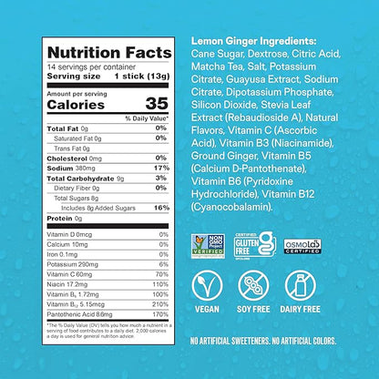Liquid I.V.® Hydration Multiplier +Energy - Lemon Ginger | Electrolyte Powder Drink Mix | 1 Pack (14 Servings)