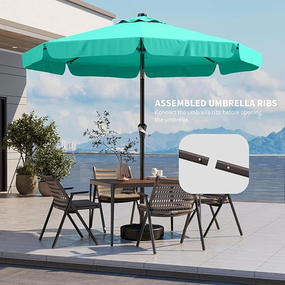 10FT Patio Umbrella Table Market Umbrella w/Tilt and Crank Outdoor Umbrellas for Garden, Deck, Backyard, Pool and Beach, Cerulean