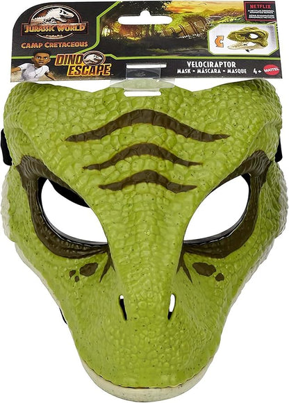 JURASSIC WORLD Movie-Inspired Velociraptor Mask with Opening Jaw, Realistic Texture and Color, Eye and Nose Openings and Secure Strap; Ages 4 and Up
