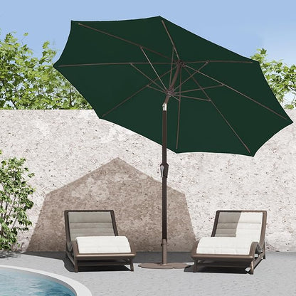 PatioKingdom 9FT Patio Outdoor Umbrella-UPF 50+ Sun Shade with Wind Vent, Push-Button Tilt & Smooth Crank Lift, Rust-Resistant Fiberglass Frame for Garden, Backyard,Yard