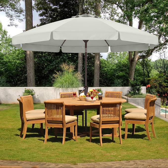 ABCCANOPY Patio Umbrella 11ft, Outdoor Table Umbrella with Push Button Tilt and Crank, 8 Ribs Umbrella for Patio Pool Garden Deck (Light Beige)