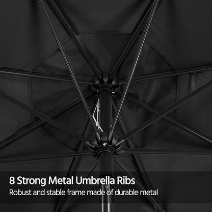 Yaheetech Patio Umbrella, 10FT Outdoor Table Umbrella Market Umbrella with Push Button Tilt and Crank, Heavy-Duty Yard Umbrella with 8 Sturdy Ribs for Garden, Deck, Backyard, Pool