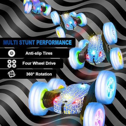 Remote Control Car, RC Cars Toys, 2.4GHz 4WD Fast RC Cars with Double Sided 360° Rotation Kids Toys Monster Truck Toys for Girls RC Truck Toy Cars for Boys