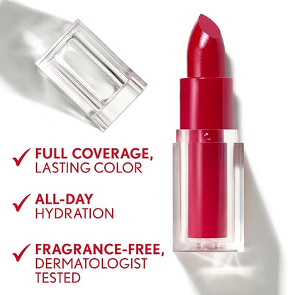COVERGIRL Clean Lip Color, Darling Kiss, Satin Finish, Squalane, Avocado & Aloe, Carmine-Free, Non-Drying, 0.12oz