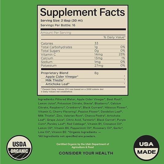 Liver Complete 16oz - Organic Liquid Liver Cleanse & Detox Supplement for High Enzymes, Fatty Liver, & Liver Support