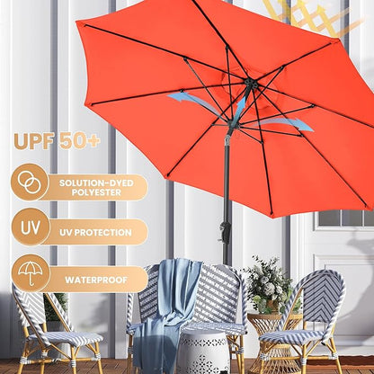 Ayge 9FT Large Outdoor Patio Umbrella Market Table Umbrella-UV Resistant, Easy Push Button Tilt and Crank, 8 Sturdy Fiberglass Ribs Heavy-Duty Pool Umbrella for Deck, Backyard,Garden