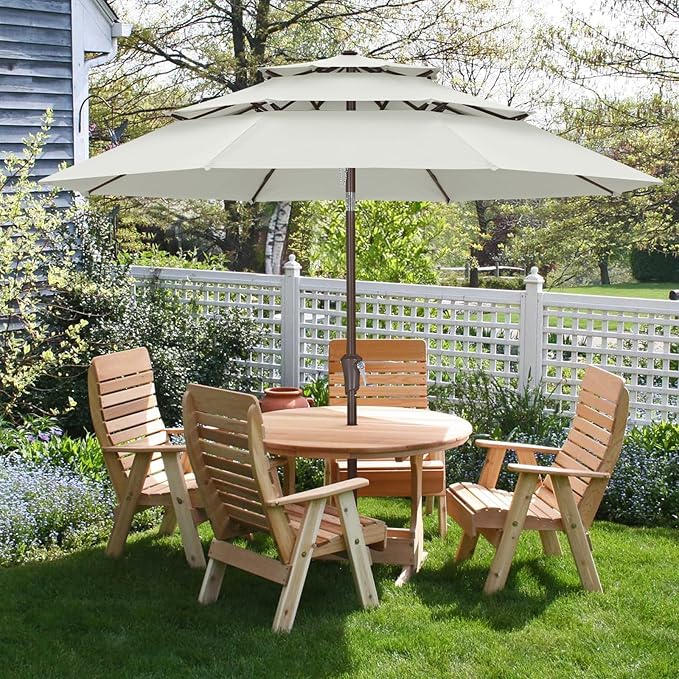 ABCCANOPY Patio Umbrellas 3 Tiers 11FT (Light Beige)