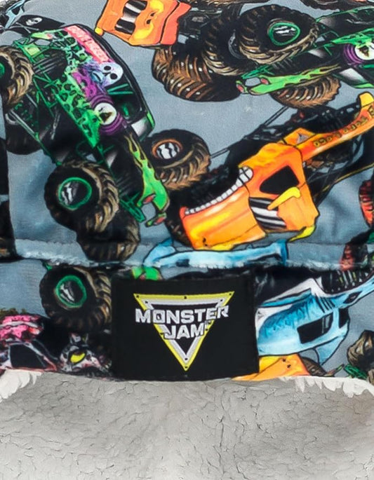 Monster Jam Truck Fleece Beanie with Ear Flaps Infant and Toddler Sizes