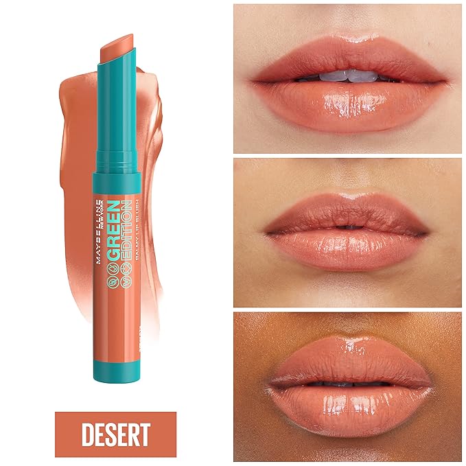 Maybelline Green Edition Balmy Lip Blush, Formulated With Mango Oil, Desert, Yellow Nude, 1 Count
