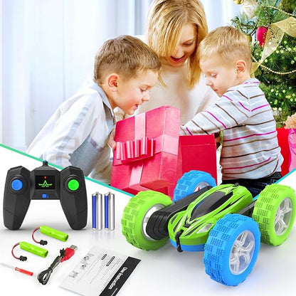 Remote Control Car, RC Cars Toys, 2.4GHz 4WD Fast RC Car with Double Sided 360° Rotation Kids Toys Monster Truck Toys for Girls RC Truck Toy Cars for Boys