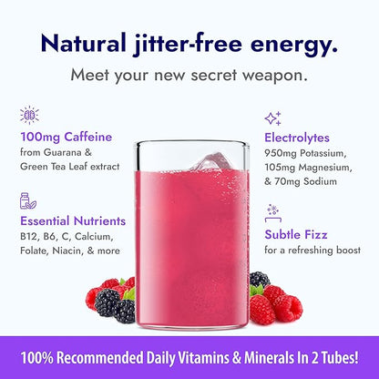 Zipfizz Daily Energy Drink Powder, Berry, 12 Pack | 3-in-1 Sustained Energy, Rapid Hydration, and Essential Vitamins | Sugar-Free | Electrolyte Powder | Contains Vitamin B-12 & Antioxidants