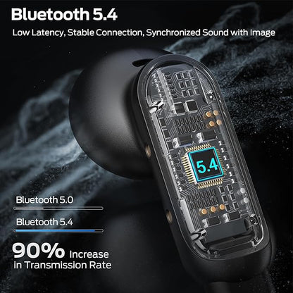 Monster Open AC601 Wireless Earbuds, Crystal Clear Call, USB-C Charging, Bluetooth 5.4 Open Earphones with ENC, IPX5 Waterproof Wireless Clip-on Earbuds, 32H Playtime Ear Buds (Black)