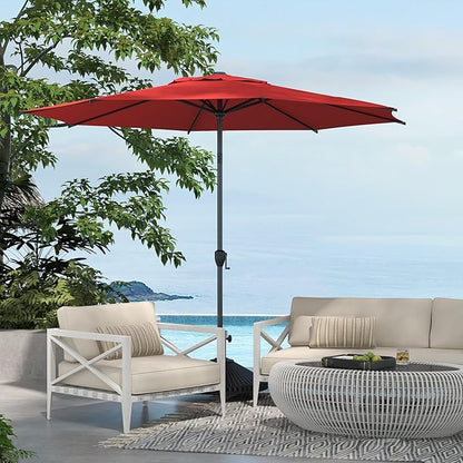 Abba Patio 9FT Lyon Outdoor Patio Umbrella Outdoor Table Umbrella with Push Button Tilt and Crank Market Umbrella 8 Sturdy Ribs UV Protection Waterproof for Garden Deck Backyard Pool Dark Red