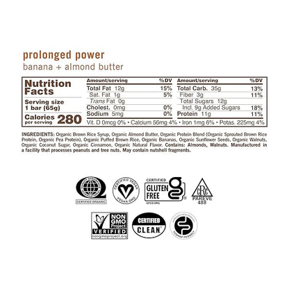 GoMacro MacroBar Organic Vegan Protein Bars - Banana + Almond Butter, (2.3 Ounce Bars, 12 Count)