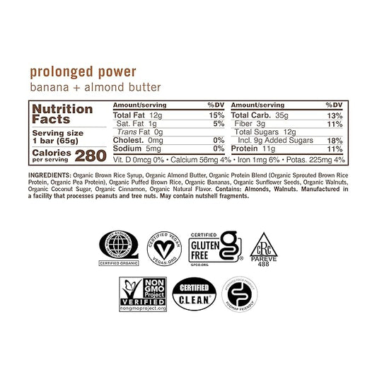 GoMacro MacroBar Organic Vegan Protein Bars - Banana + Almond Butter, (2.3 Ounce Bars, 12 Count)
