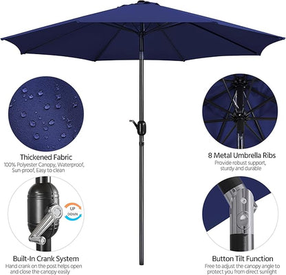Yaheetech Patio Umbrella, 10FT Outdoor Table Market Umbrella with Push Button Tilt and Crank, Yard Umbrella with 8 Sturdy Ribs for Garden, Deck, Backyard, Pool