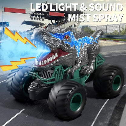 Bennol 2.4GHz Dinosaur Remote Control Car Toys for Kids Boys 4-7 5-7 8-12, RC Dinosaur Car Toys with Light, Sound, Spray, Indoor Outdoor Toys Gifts for 3 4 5 6 Year Old Boys, RC Car Toys for Boys