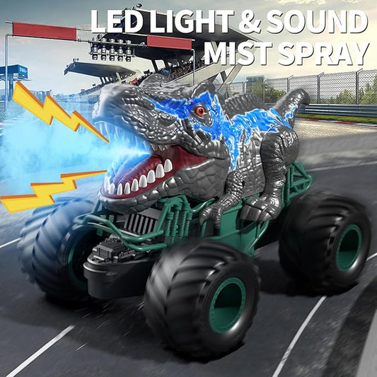 Bennol 2.4GHz Dinosaur Remote Control Car Toys for Kids Boys 4-7 5-7 8-12, RC Dinosaur Car Toys with Light, Sound, Spray, Indoor Outdoor Toys Gifts for 3 4 5 6 Year Old Boys, RC Car Toys for Boys